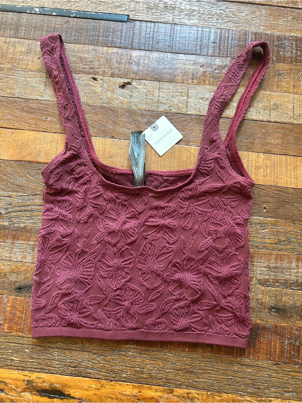 Anthropologie Hannah Seamless Textured Crop Tank Top - Plum/Prune. NWT.